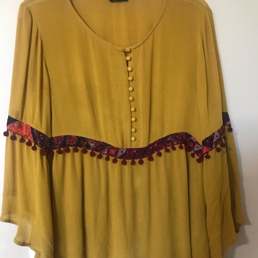NEGOTIATIONS OPEN Mustard Flowy Top